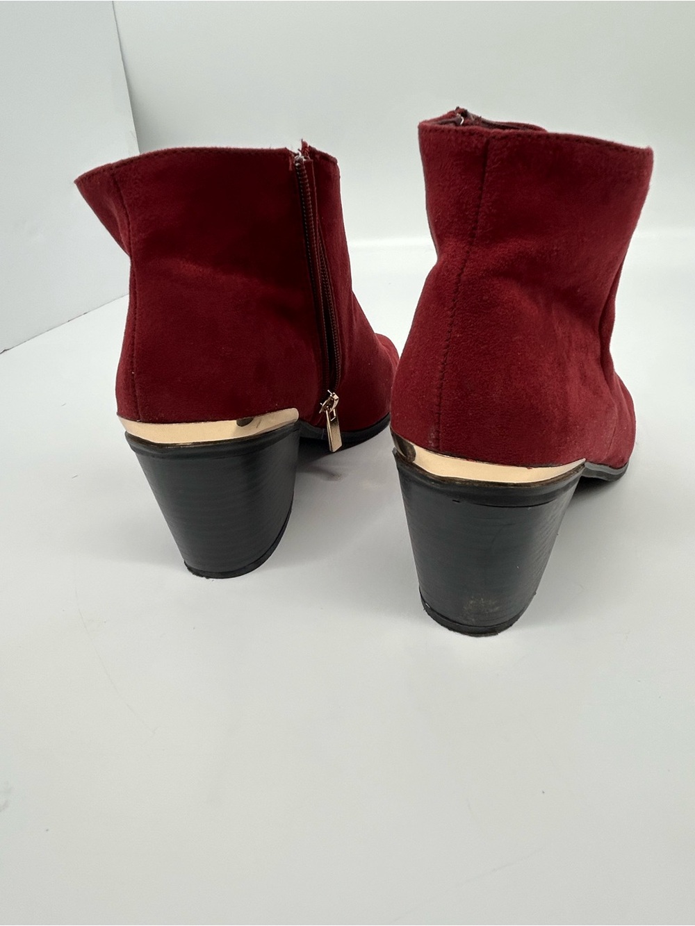 Bamboo Women’s Burgundy Suede Ankle Boots size 10 - Picture 4 of 7